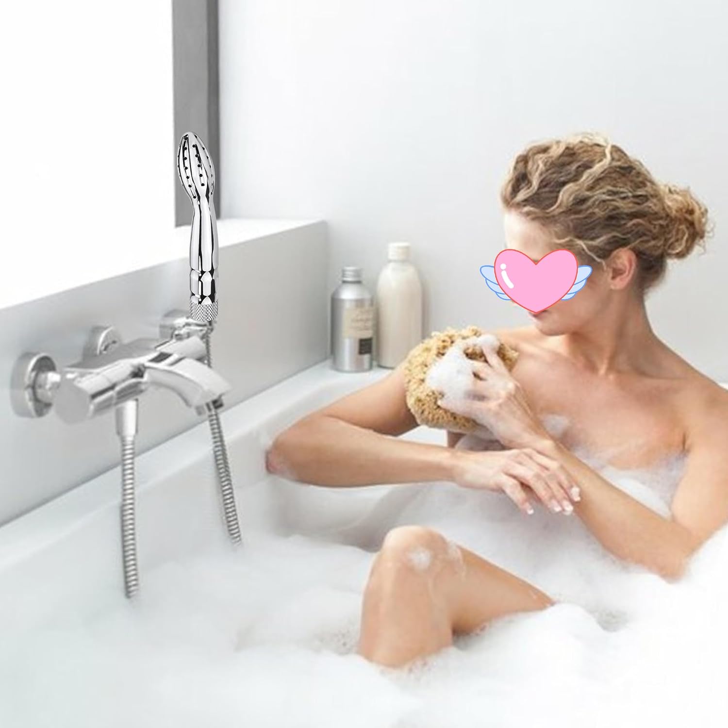 Ducha de ducha, enema de ducha, sistema de ducha enema, boquilla de ducha de agua de mano, kit de limpieza vaginal para hombres y mujeres, plateado