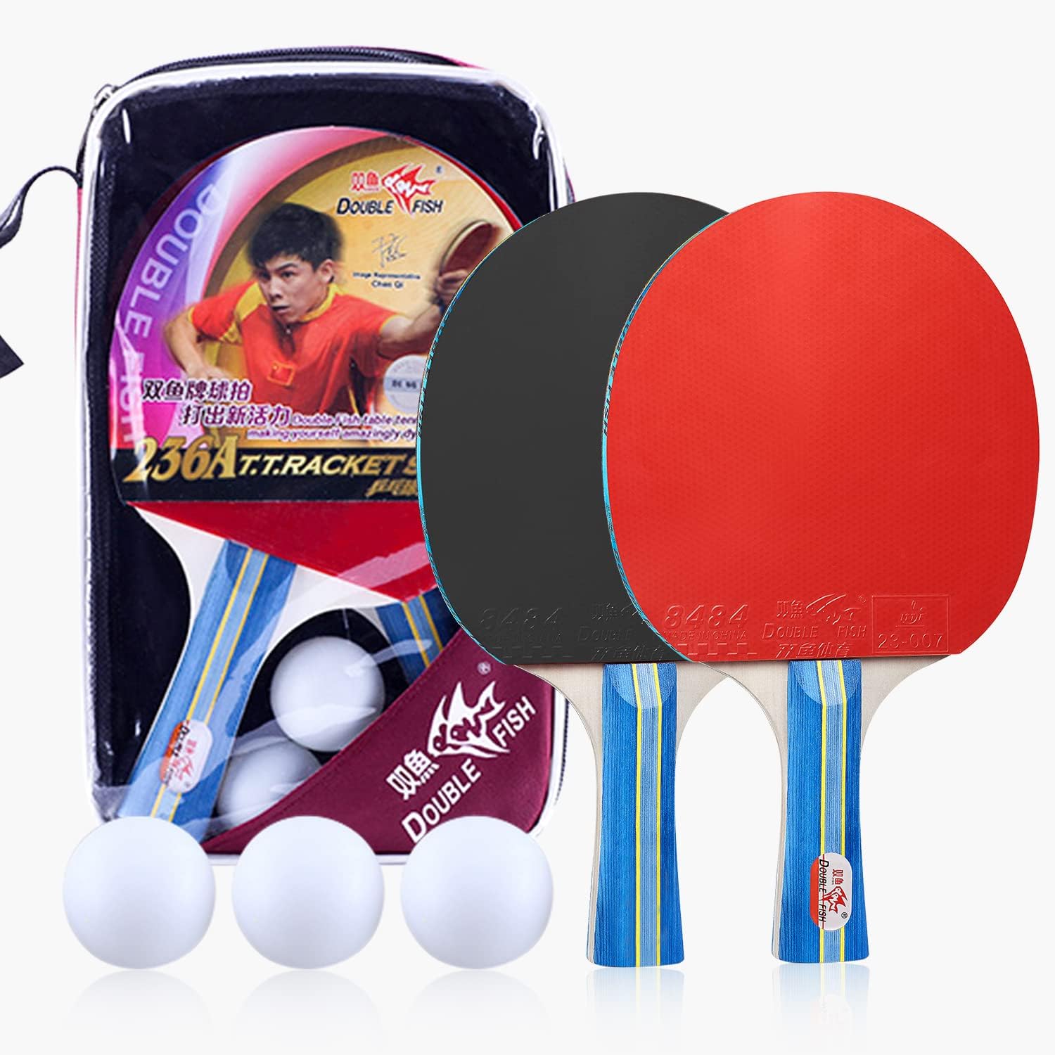 Juego de remo de ping pong, paletas de goma aprobadas por ITTF para 2 jugadores con pelotas, juego de raquetas de tenis de mesa para entrenamiento