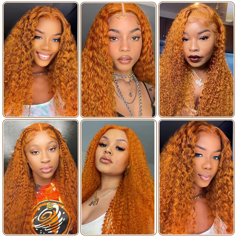 Pelucas de cabello humano con encaje frontal de jengibre de 30 pulgadas, pelucas de cabello humano rizado con encaje HD de 13 x 4 pulgadas, color