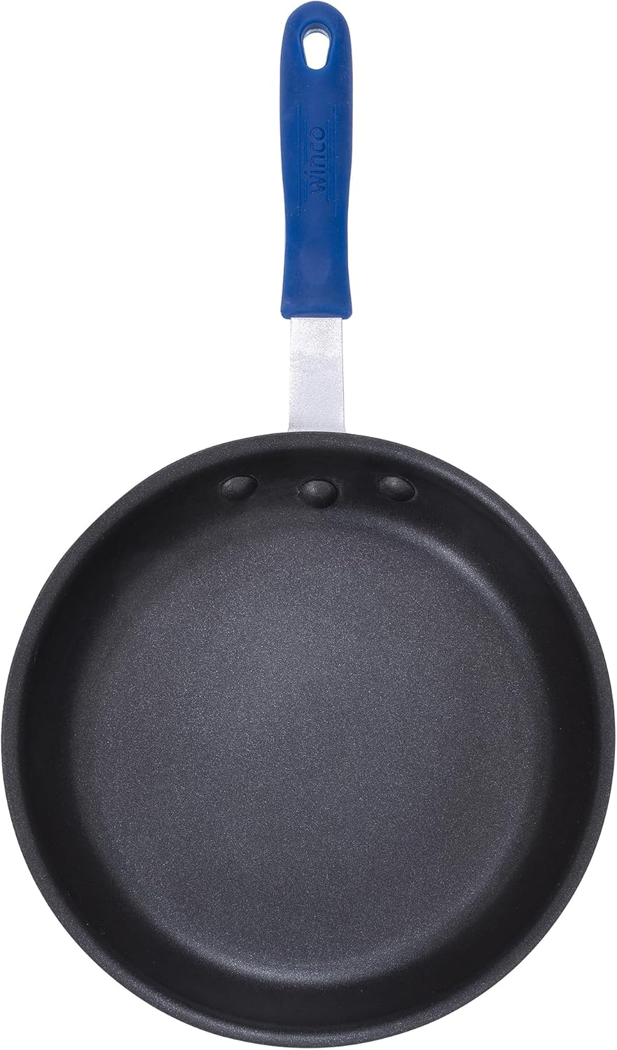 Winco Sartén de aluminio de grado comercial con mango Stay Cool, compatible con inducción, acabado antiadherente, 12 pulgadas