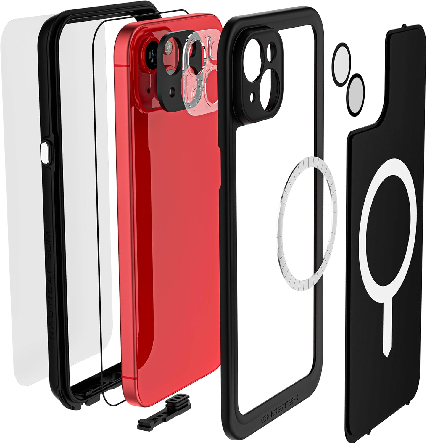Ghostek Nautical Slim – Funda impermeable para iPhone 15 Plus, protector de pantalla y protector de cámara integrados, compatible con accesorios