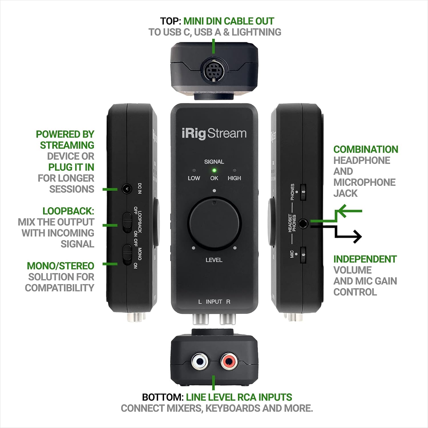 IK Multimedia - Adaptador de interfaz iRig Stream con 2 canales de grabación y transmisión en vivo para iPhone iPad Android Mac y computadora - Imagen 3