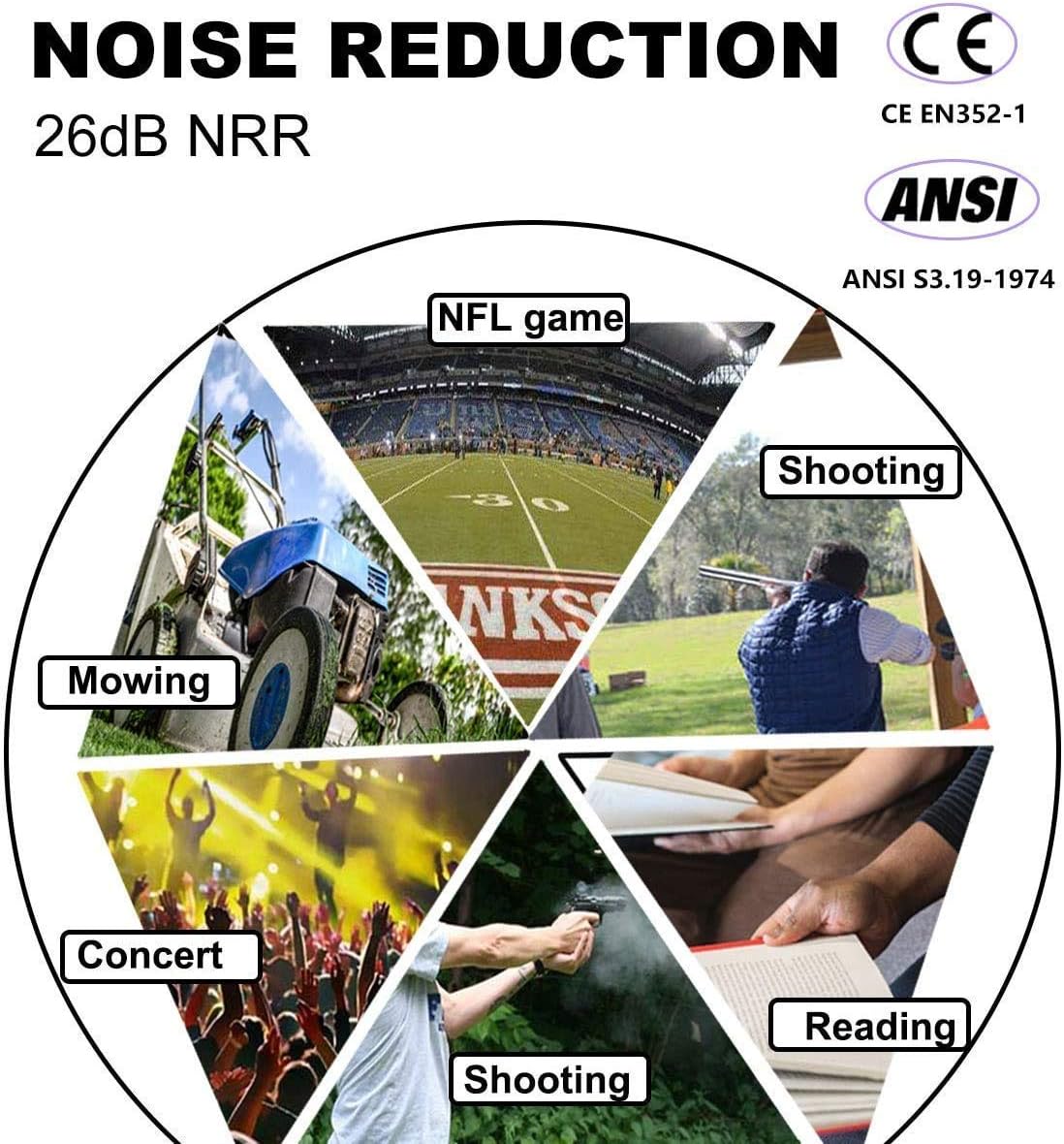 PROHEAR 016 Shooting – Orejeras de protección para los oídos, paquete de 3, NRR 26dB para rango de armas, caza, negro, verde y rosa