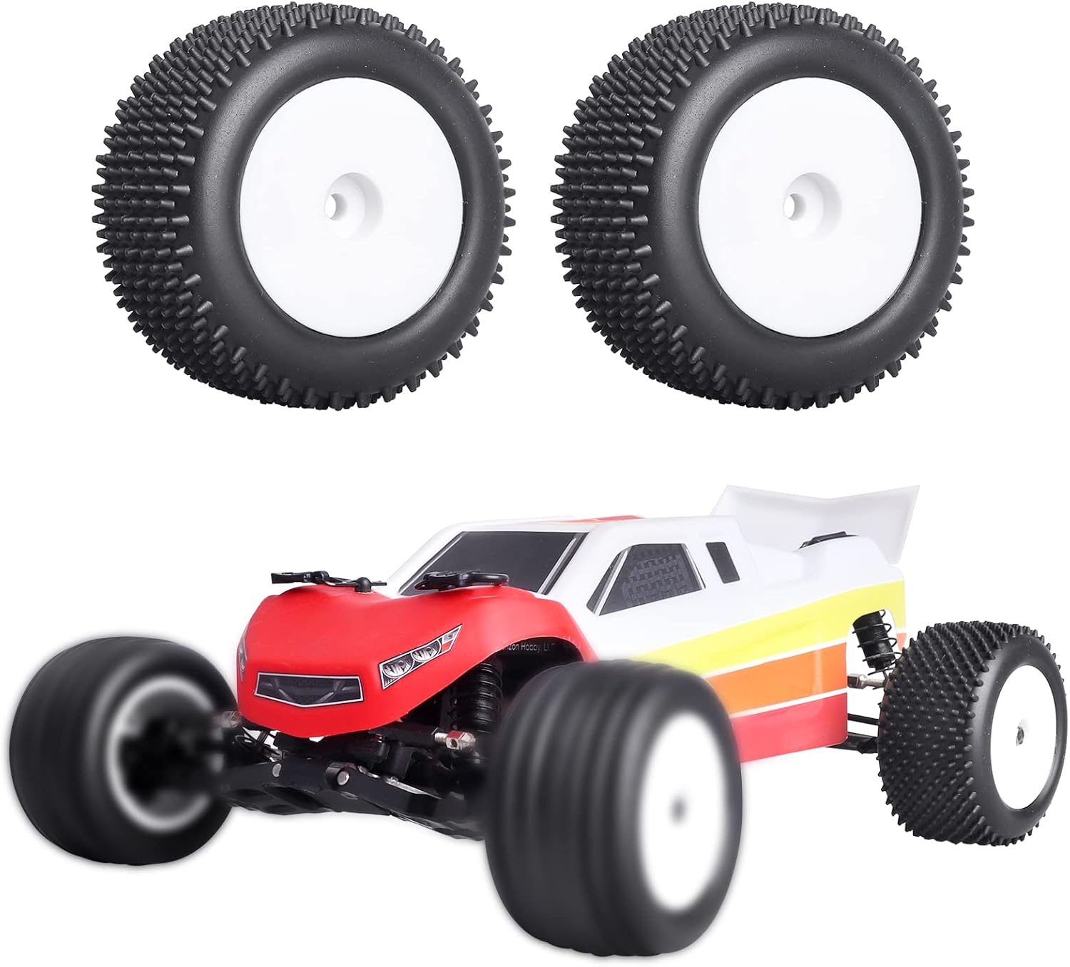 118 RC Buggy neumáticos traseros y ruedas Preglued para Wltoys 184011 A959 HSP 94815 94810 HPI Losi 118th Rail Buggy modelo, 2PCS (blanco)
