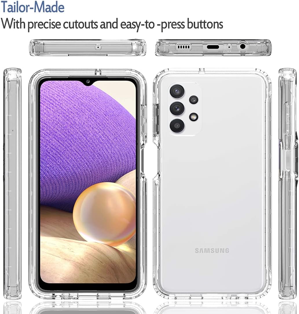 Funda compatible con Galaxy A32 5G, Samsung A32 5G para niñas y mujeres, cuerpo completo, a prueba de golpes, transparente, suave, flexible, funda