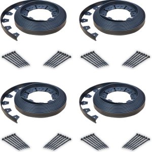 EasyFlex No-Dig Landsacape ribete con picos de anclaje, borde de jardín de plástico recto alto de 1.3 pulgadas, kit de 160 pies, color negro EasyFlex No-Dig Landsacape ribete con picos de anclaje, borde de jardín de plástico recto alto de 1.3 pulgadas, kit de 160 pies, color negro