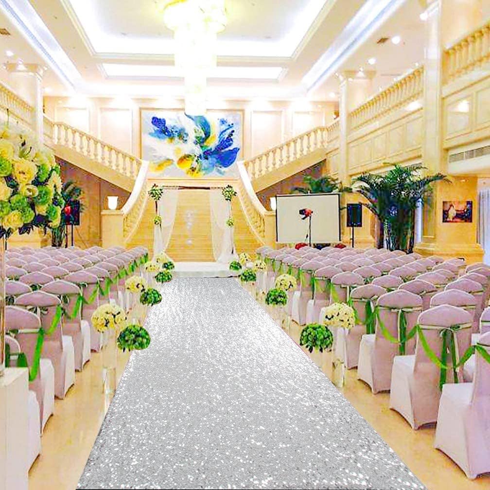 Partisout Pasillo de pasillo para bodas, pasillo de lentejuelas de 2 x 15 pies, pasillo rústico para exteriores, pasillo para ceremonia, pasillo de