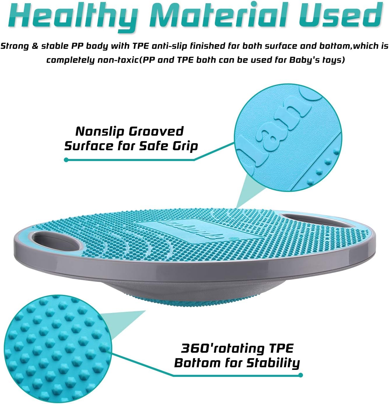 NALANDA Tabla de equilibrio oscilante, entrenador básico para entrenamiento de equilibrio y ejercicio, material saludable antideslizante TPE Bump