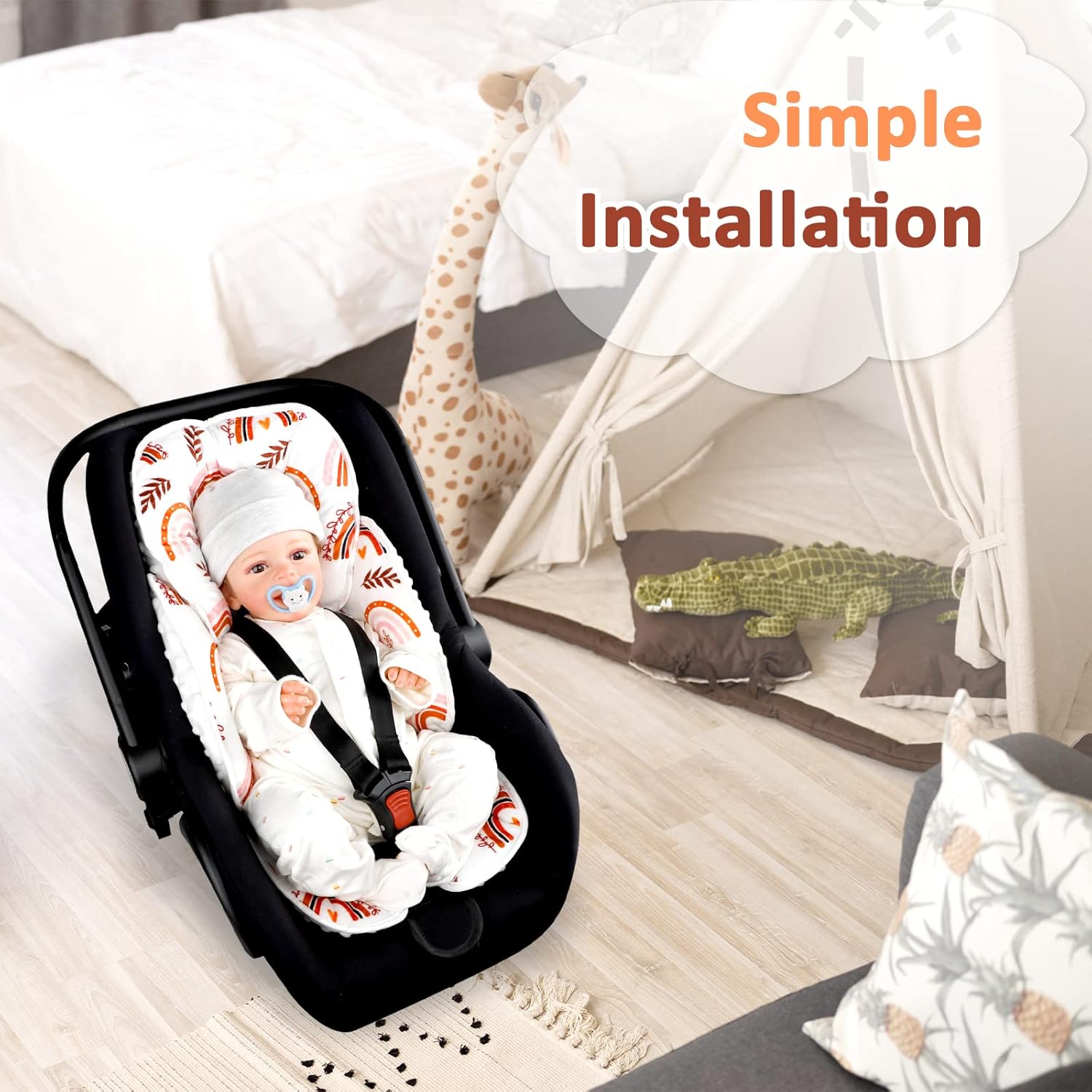 Soporte de cabeza de asiento de automóvil para recién nacido, 2 en 1, soporte de cabeza de asiento de automóvil para niños y niñas, extra suave,