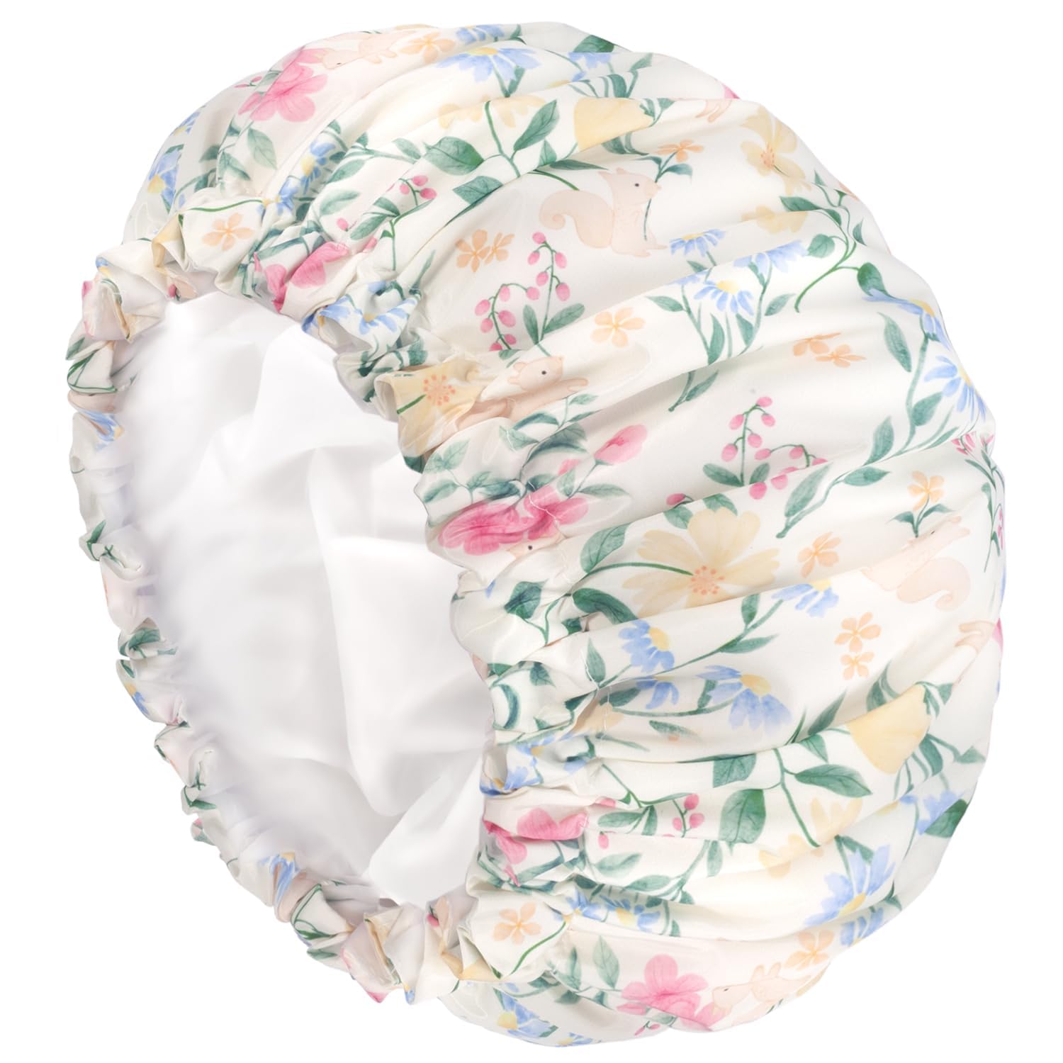 Aquior Gorro de ducha impermeable de doble capa para mujer, gorro de ducha grande reutilizable para todas las longitudes de cabello con forro de