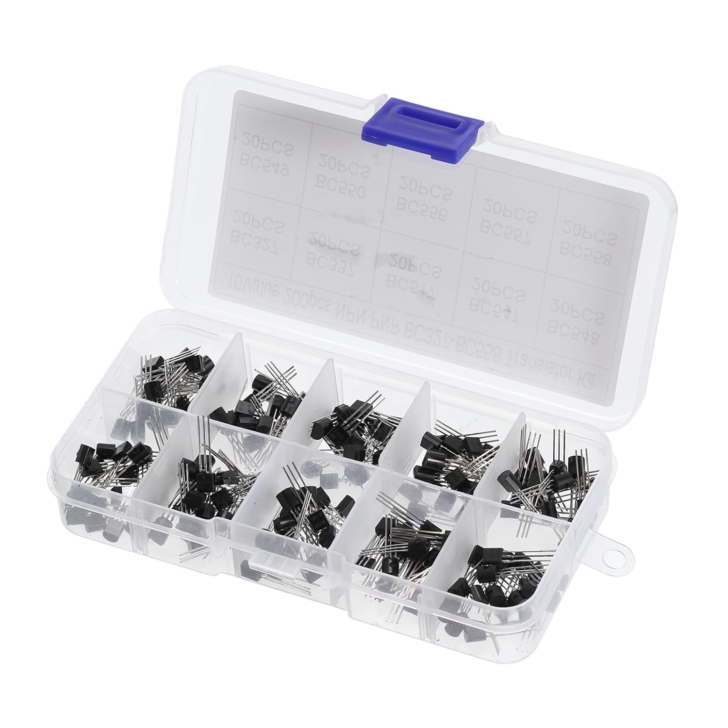 PATIKIL PNP NPN Power Transistor Surtido Kit, 200pcs 10 Tipos Componente Electrónico para Aplicaciones de Conmutación de Uso General