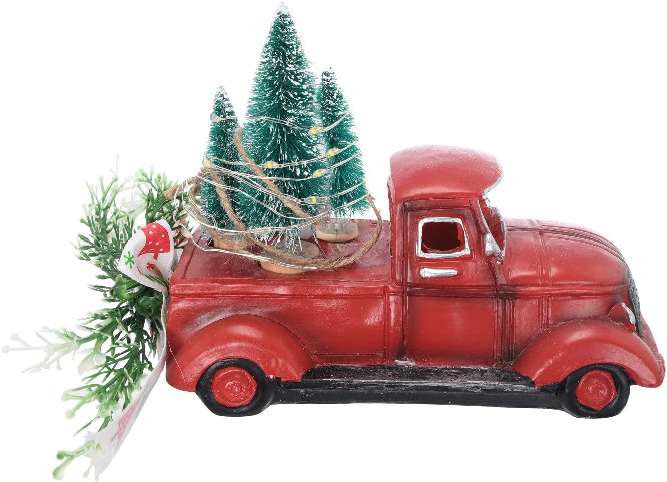 Adorno vintage de Navidad rojo para camioneta brillante de árbol de Navidad, decoración de manualidades rústicas rojas para fiesta en el hogar