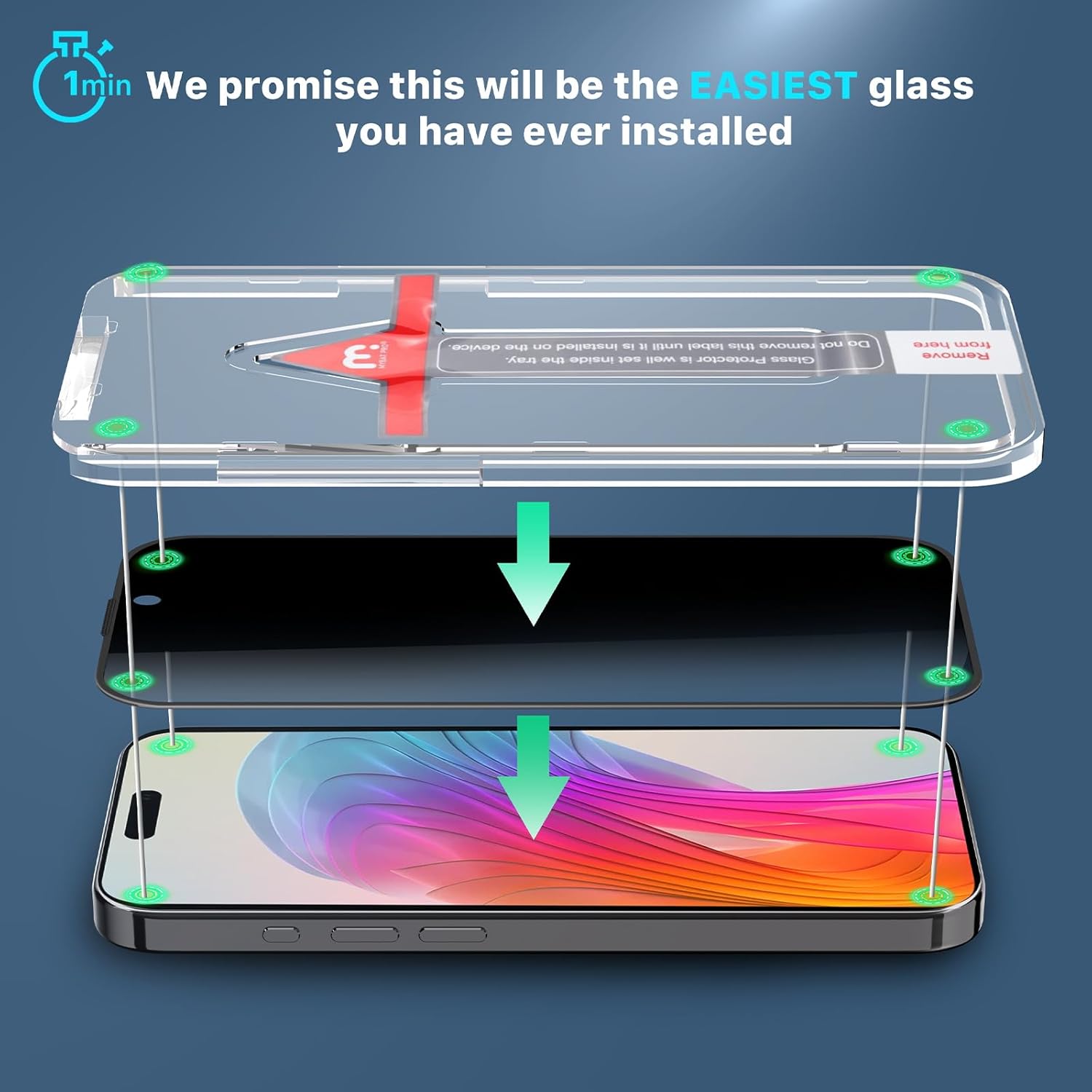 MYBAT PRO Paquete de 2 protectores de pantalla de privacidad de alta calidad para iPhone 15 Plus, 6.7 pulgadas con kit de alineación automática,