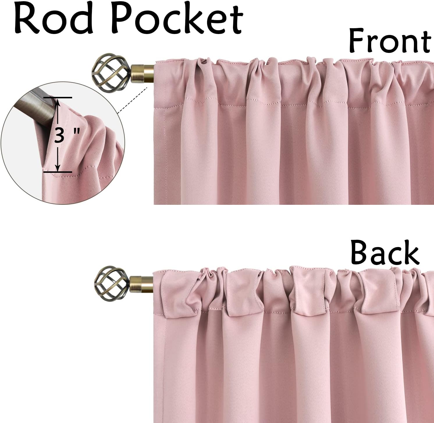 BGment Cortinas con bolsillo para barra y pestaña trasera para dormitorio, cortinas con aislamiento térmico para oscurecer la habitación y sala de