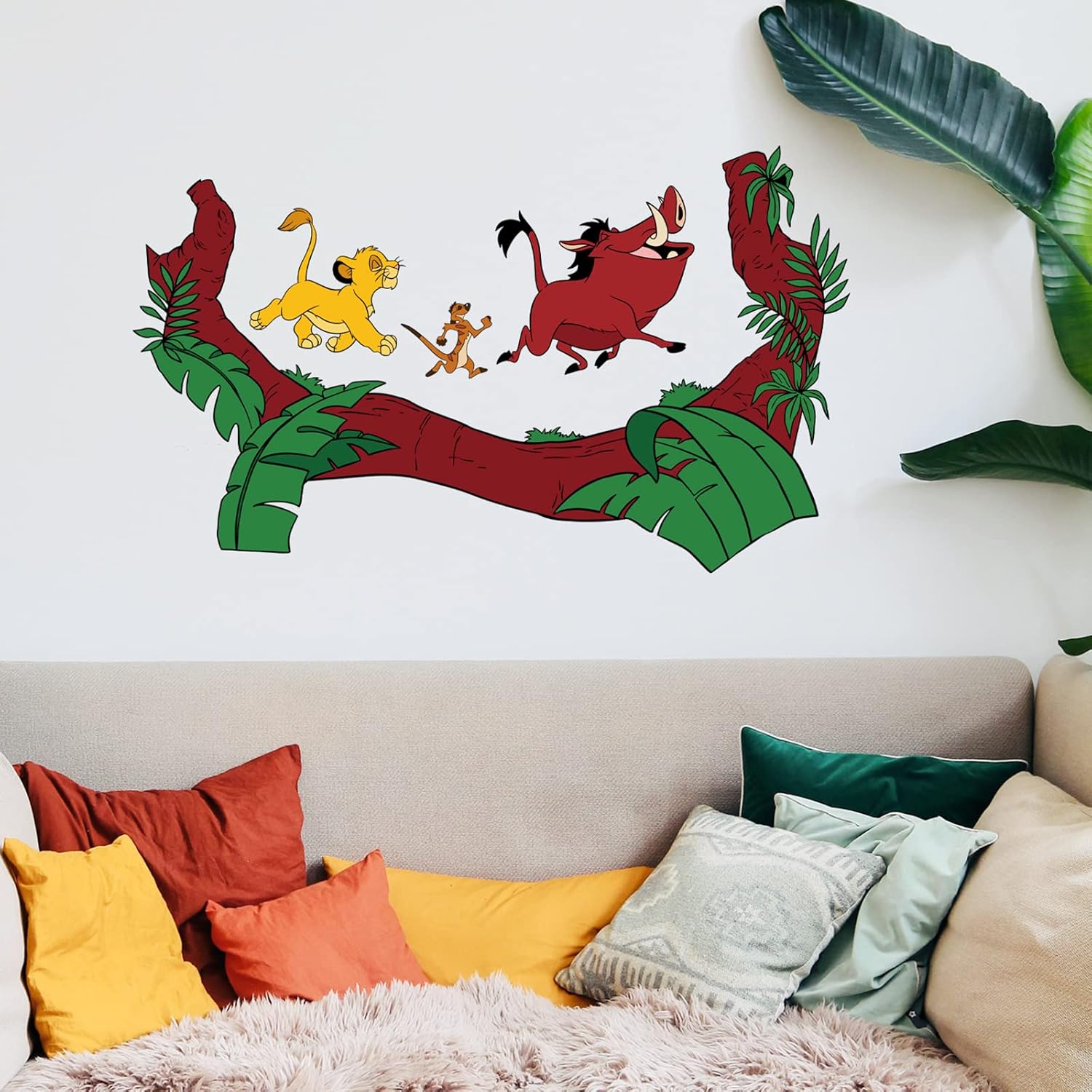 Decoración de pared para habitación de niños, calcomanías de pared de dibujos animados de león de vinilo, lindas calcomanías de pared de león para