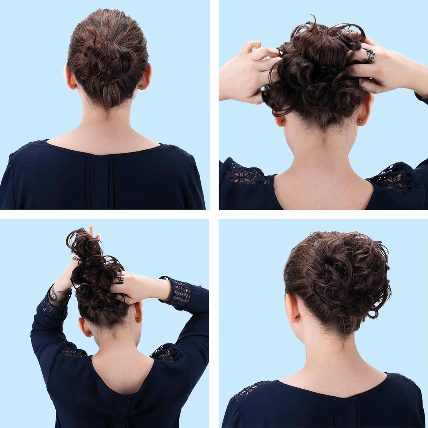 CAISHA by Prettyshop Hairpiece Scrunchy Updo Bridal Peinado Voluminoso Ondulado Moño Desordenado Mezcla Rubio G13AL