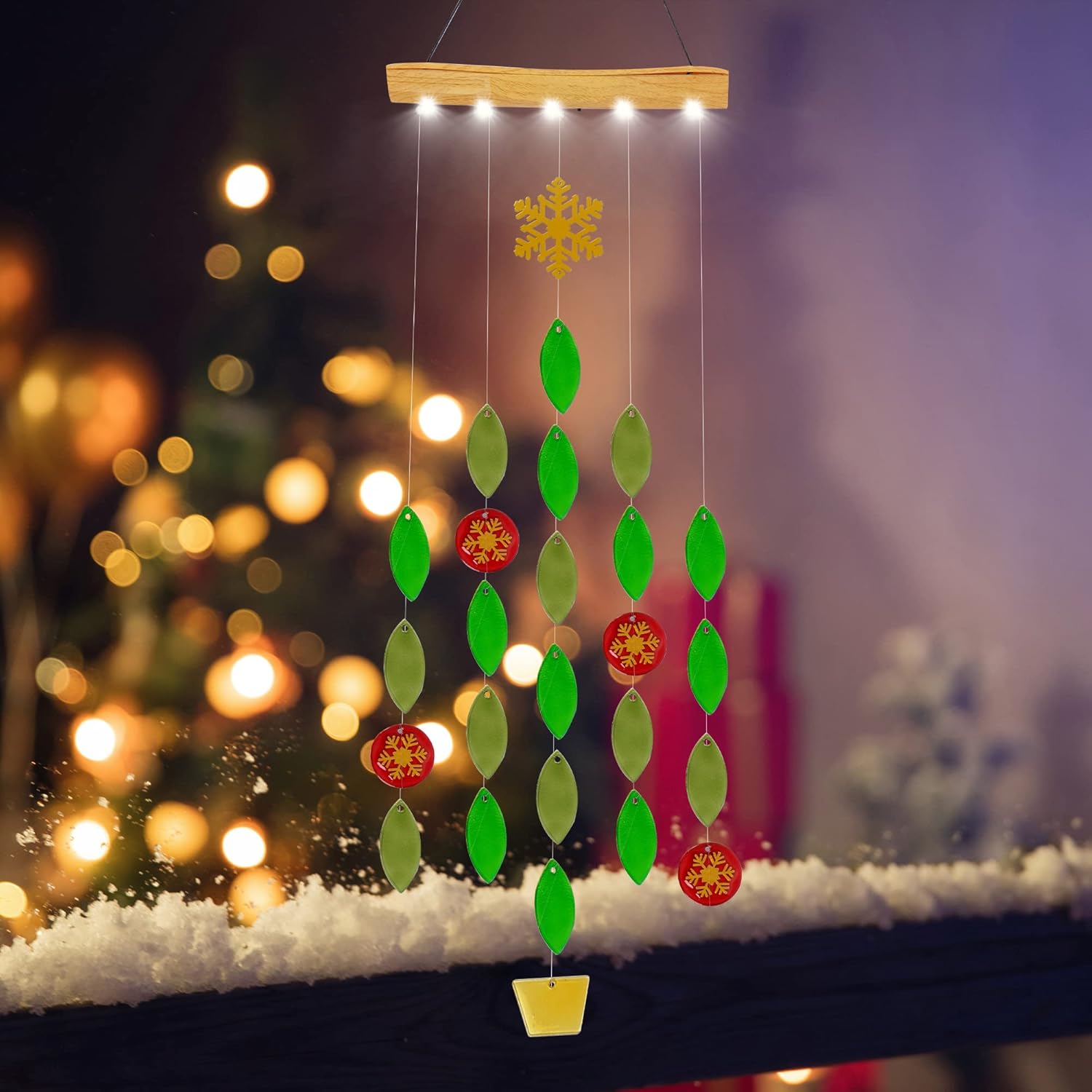 Campanillas de viento solares, luces solares únicas que hacen ruido, campanillas de viento colgantes de vidrio con luz solar para decoración del