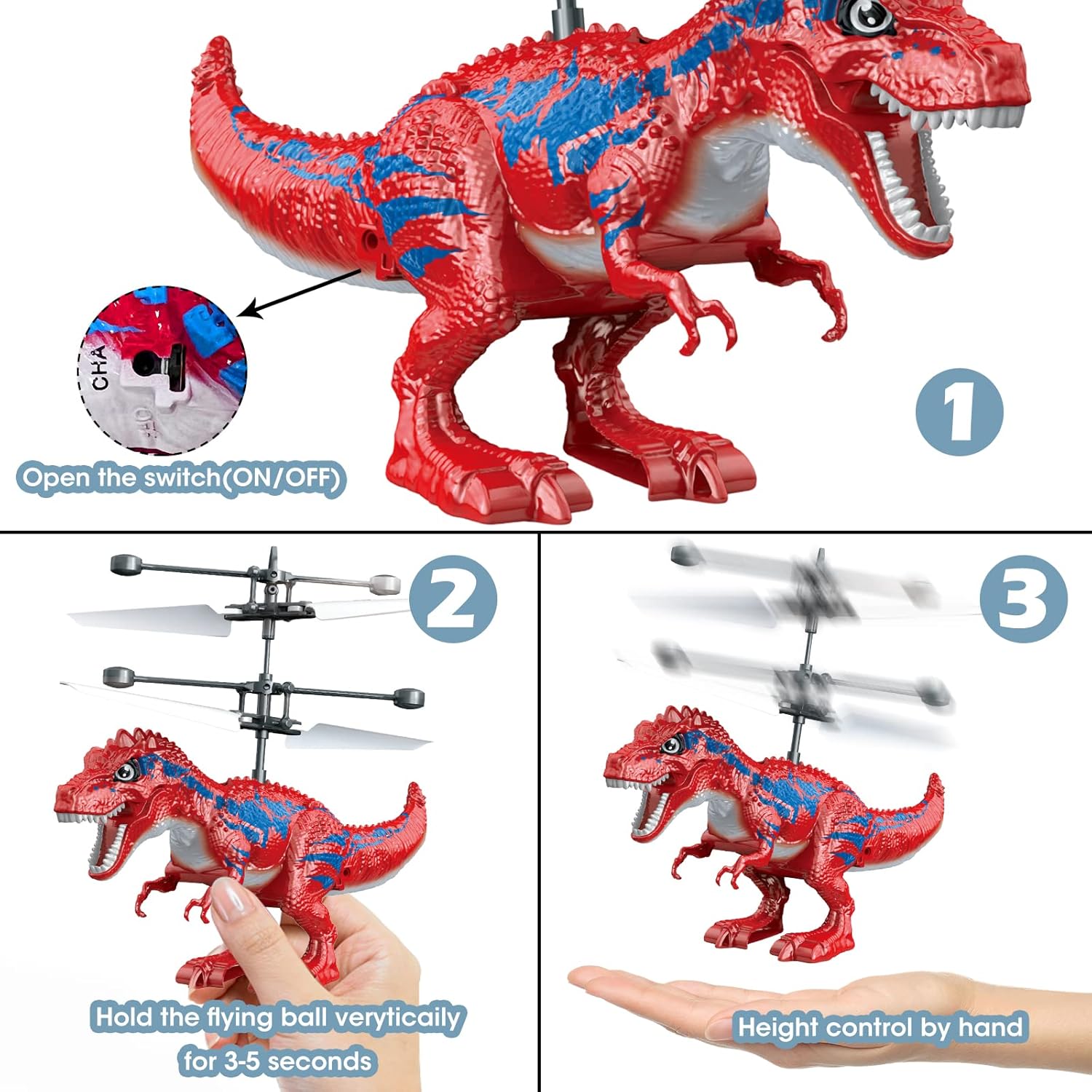 Juguetes de dinosaurio, bola de juguete voladora mejorada por infrarrojos de inducción RC de juguete para niños, helicóptero LED, drone volador,