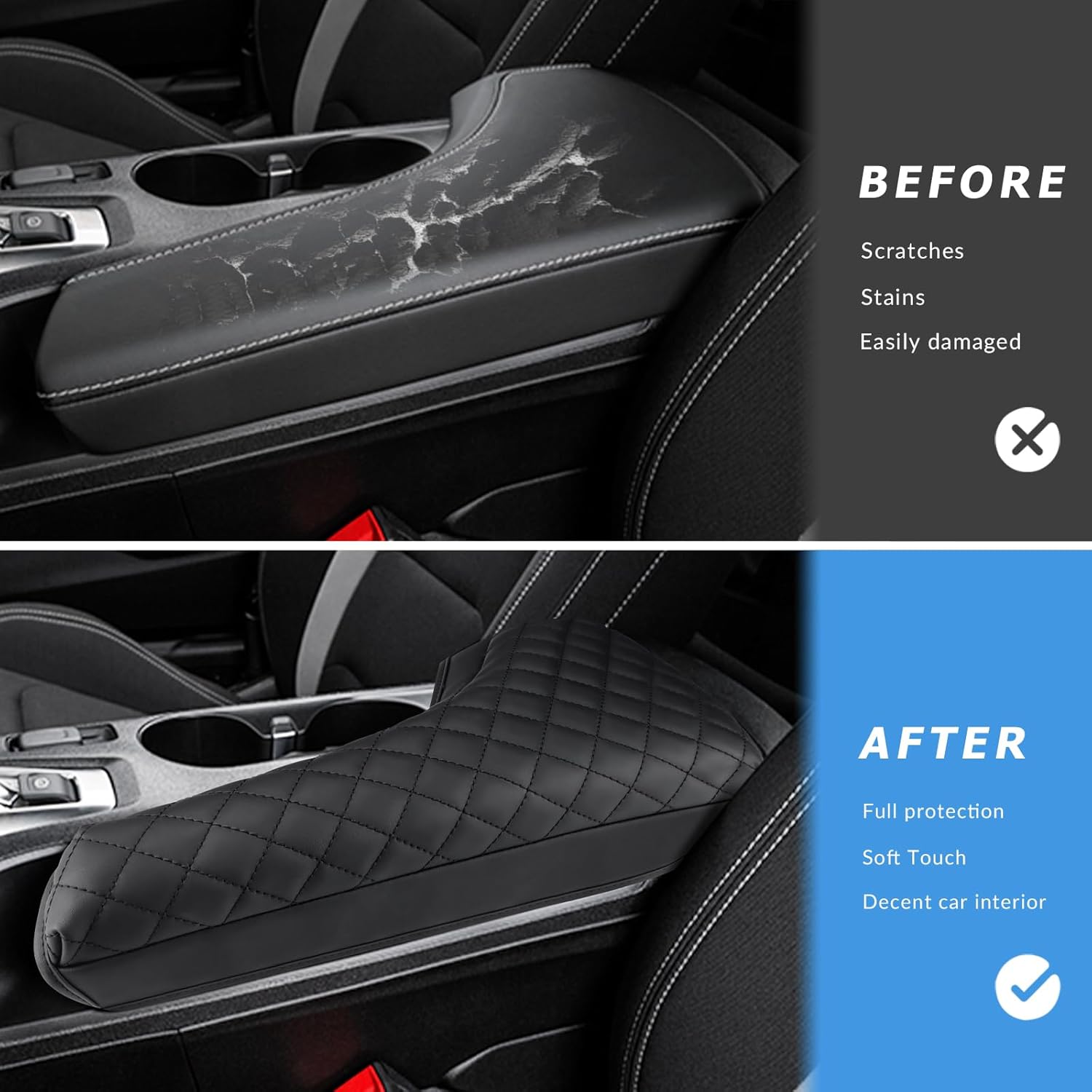 INTGET Funda de consola central para Chevrolet Chevy Camaro 2016-2022 2023 2024, accesorios de cuero para reposabrazos central, protector de tapa de