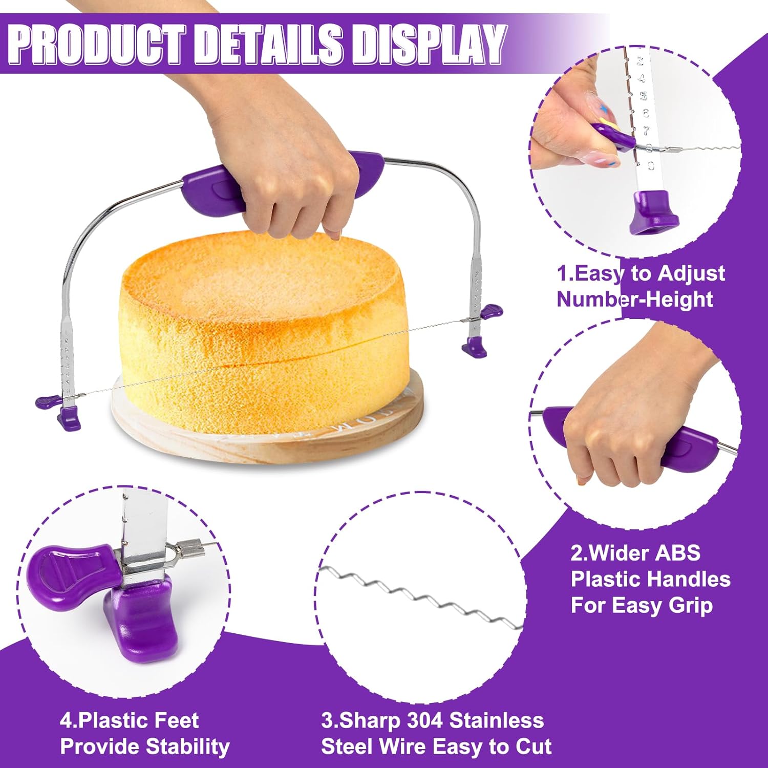 Cortador nivelador de pasteles ajustable, herramienta de suministros para hornear para cocina, cortador profesional de gran tamaño para nivelar,