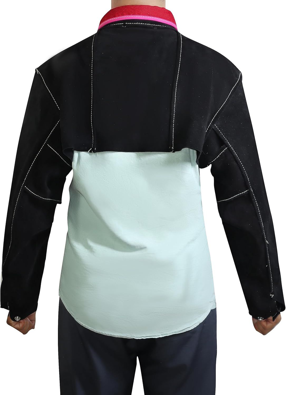 shenwld Equipo de soldadura de cuero resistente, media chaqueta, manga de capa de soldadura, resistente al calor a la llama para una máxima seguridad