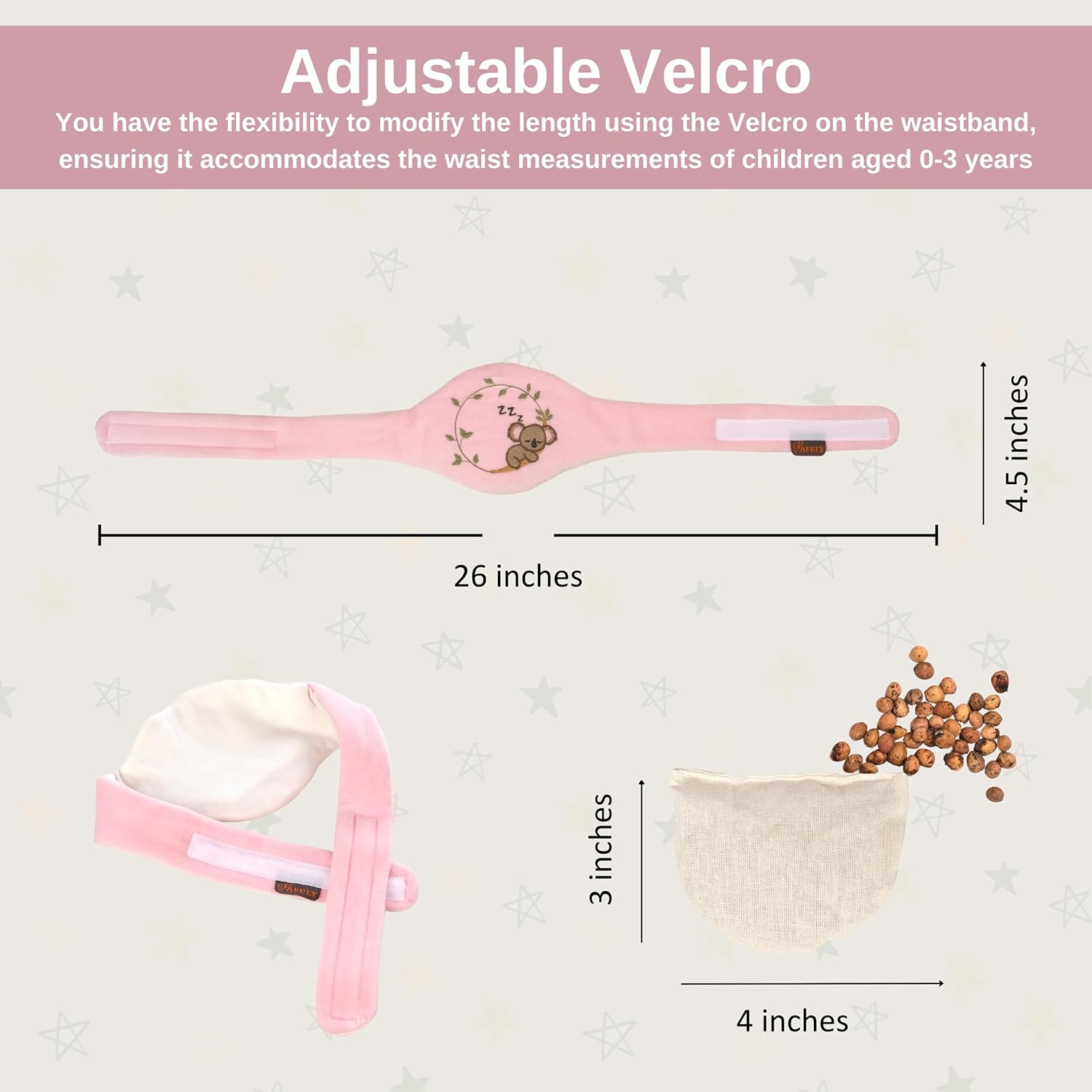 Alivio de gases cólicos para bebés y malestar estomacal para recién nacidos, 100% con semillas de cereza, cinturón para envolver el abdomen, cólico
