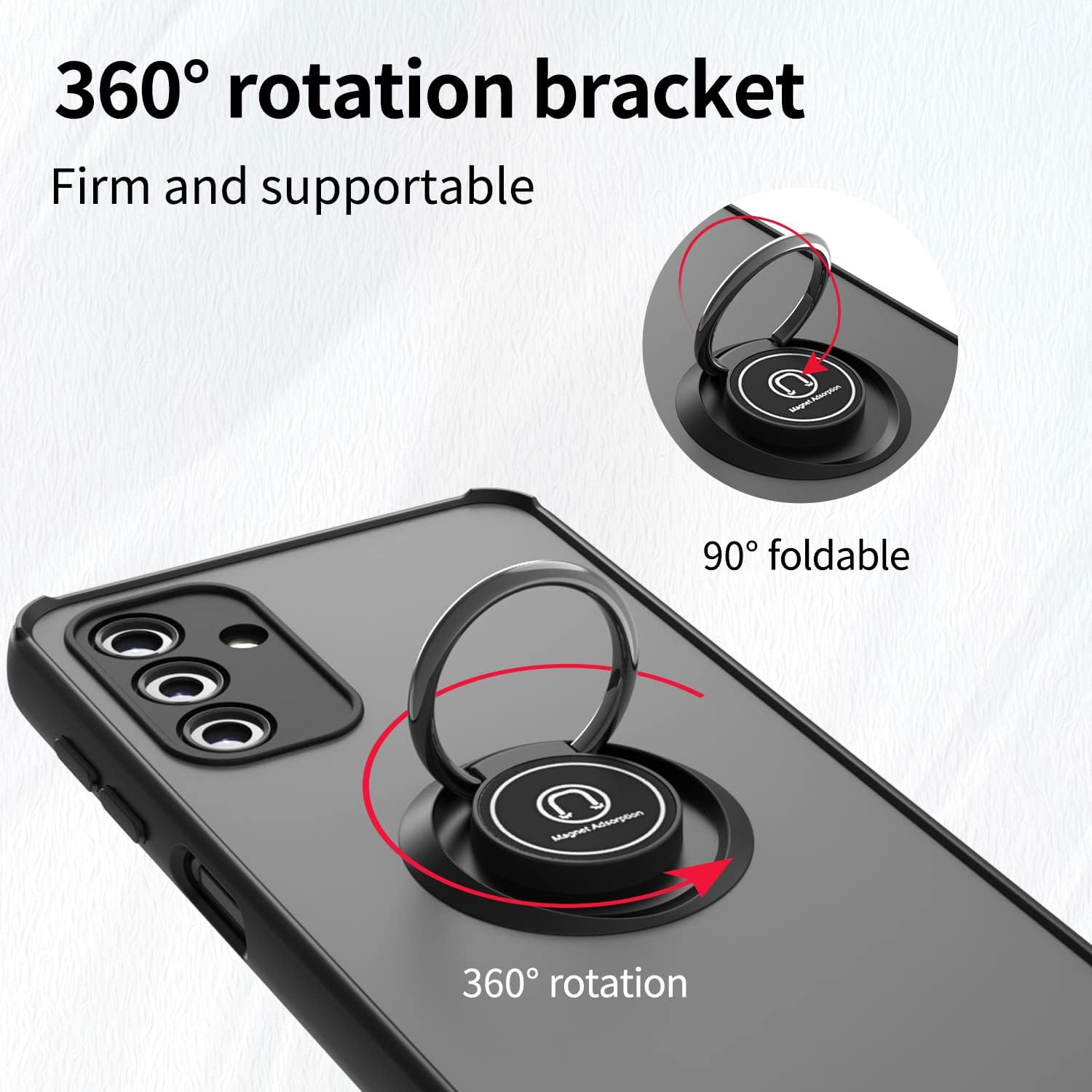TJS Funda compatible con Samsung Galaxy A13 5G, Galaxy A04S, con protector de pantalla de vidrio templado, anillo de metal, soporte magnético