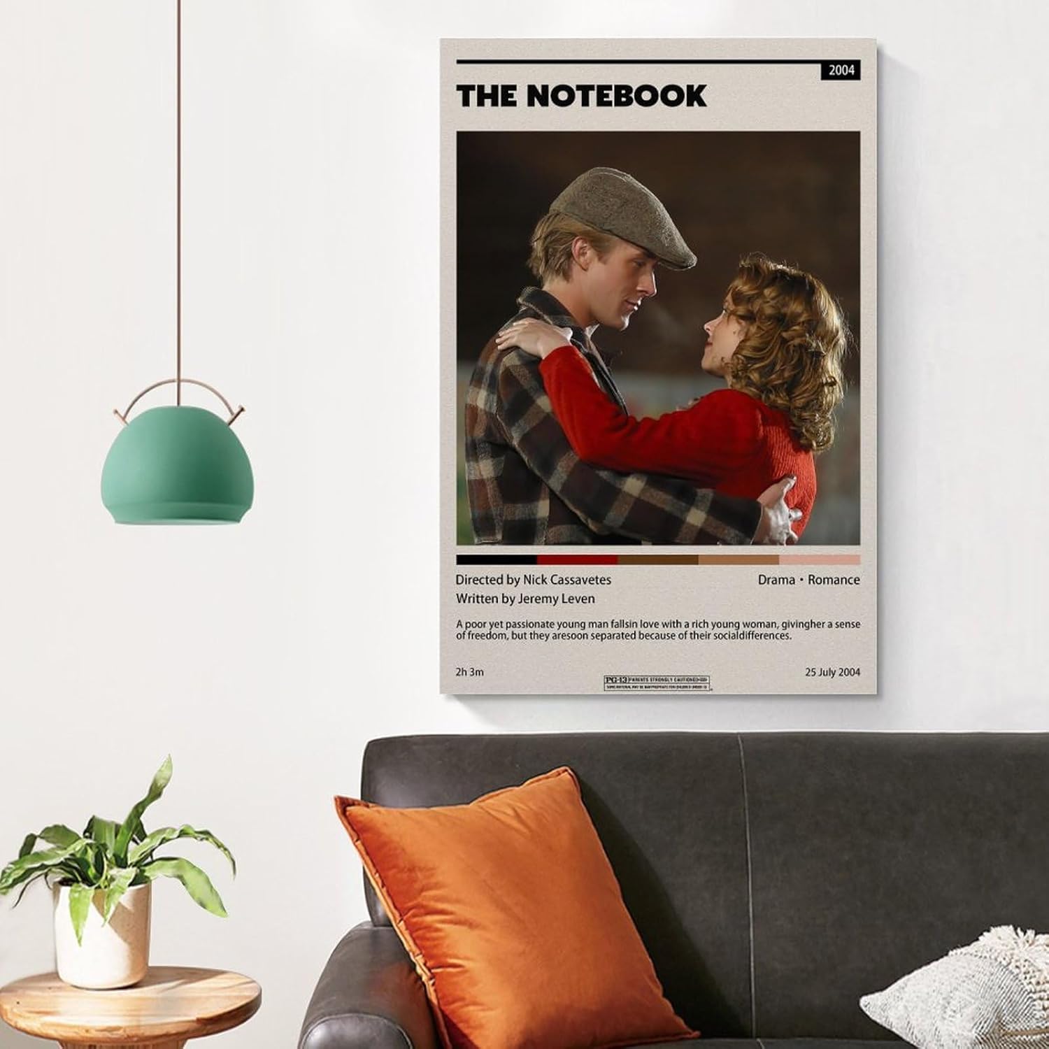 Póster de la película The Notebook, póster artístico y arte de pared, póster moderno para decoración de dormitorio familiar, 12 x 18 pulgadas (11.8