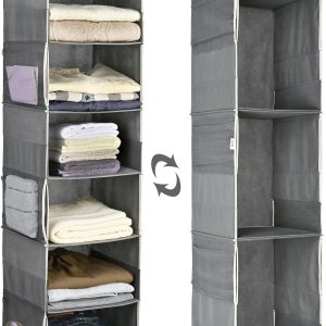 ULG 1 organizador colgante de armario, 3 en 1 a 6 en 1, estantes colgantes reversibles con 6 bolsillos laterales para almacenamiento de ropa, ULG 1 organizador colgante de armario, 3 en 1 a 6 en 1, estantes colgantes reversibles con 6 bolsillos laterales para almacenamiento de ropa,