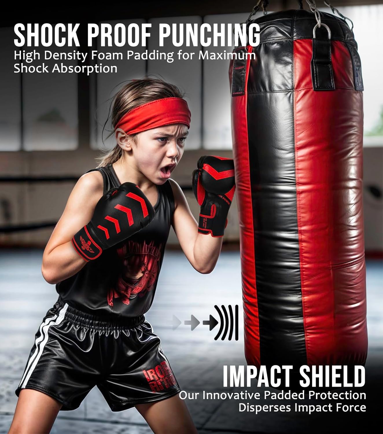 Exxact Sports Knockout – Guantes de boxeo juveniles para niños, guantes de boxeo de cuero duradero con protección acolchada para artes marciales