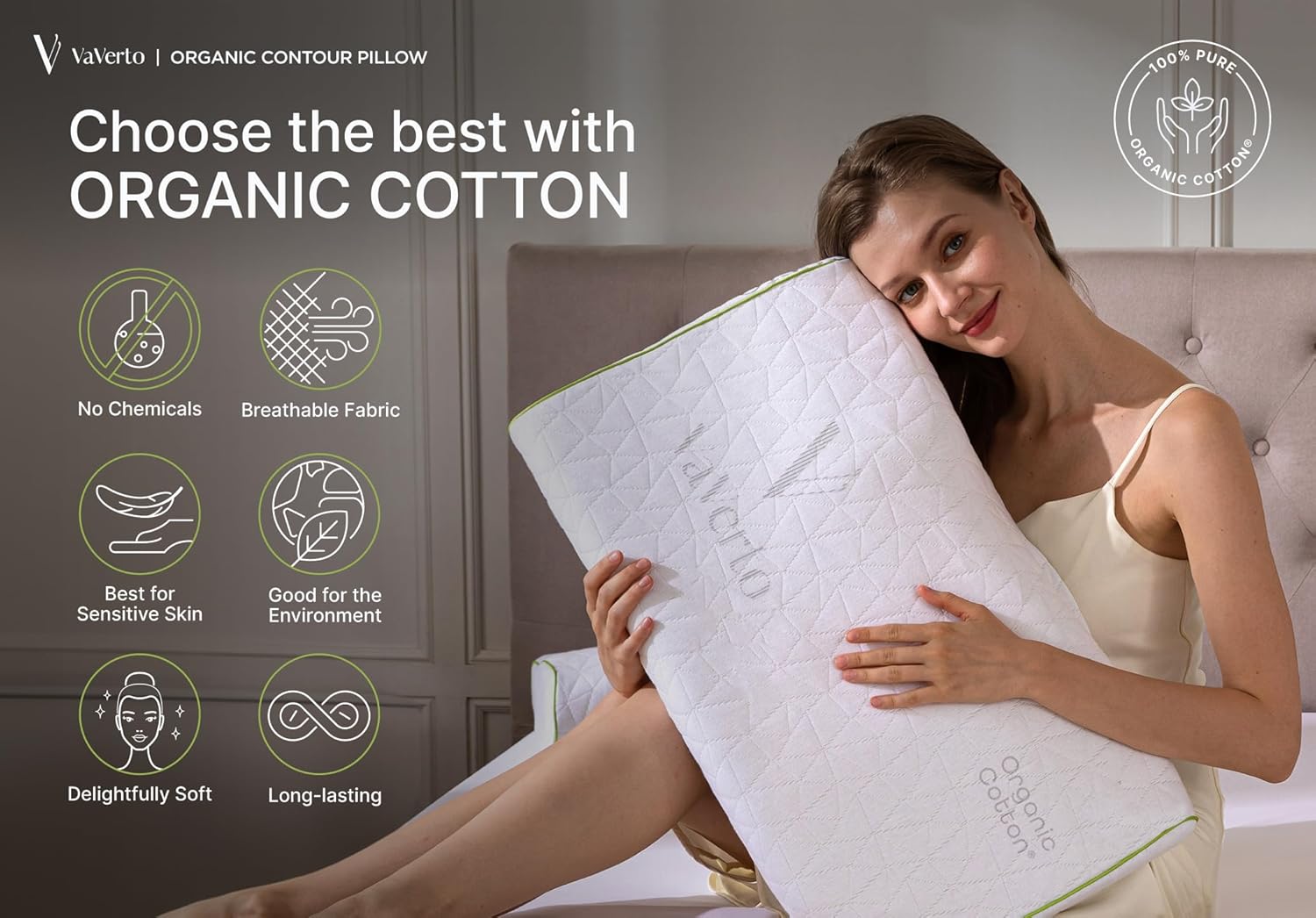 Vaverto Almohada ortopédica cervical para dormir de lado, contorno ajustable para aliviar el cuello y el dolor, ideal para dormir de lado, espalda y