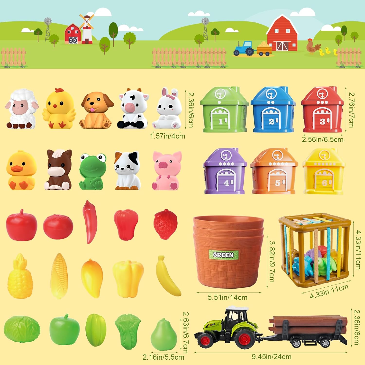 TingingYuli Juguetes Montessori para niños de 1, 2, 3 años, 4 en 1, animales de granja, juguetes de granero para niños pequeños de 1 a 3 años, juego