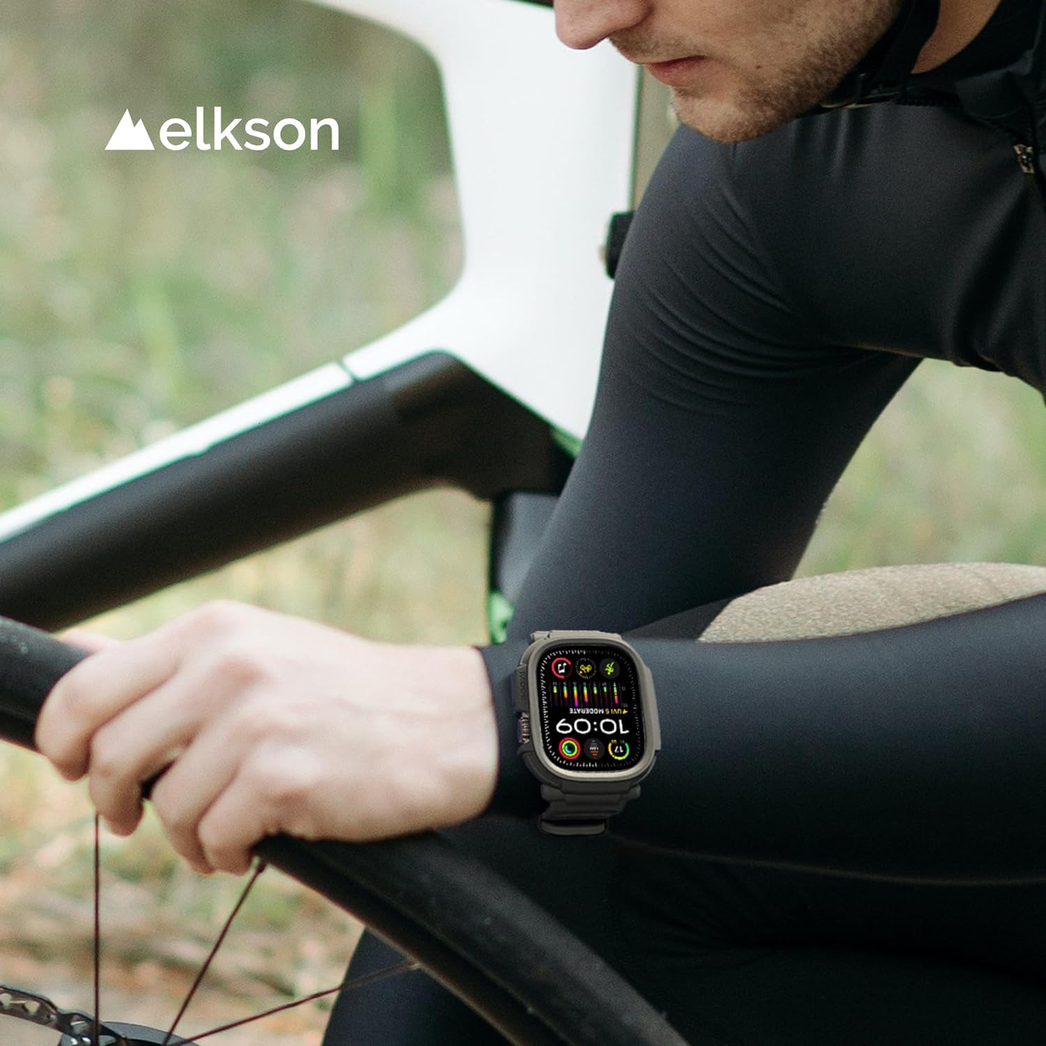 elkson Quattro Pro Series – Funda resistente para Apple Watch Ultra 2 1 Band de 1.732 pulgadas, protector de pantalla de vidrio templado, resistente