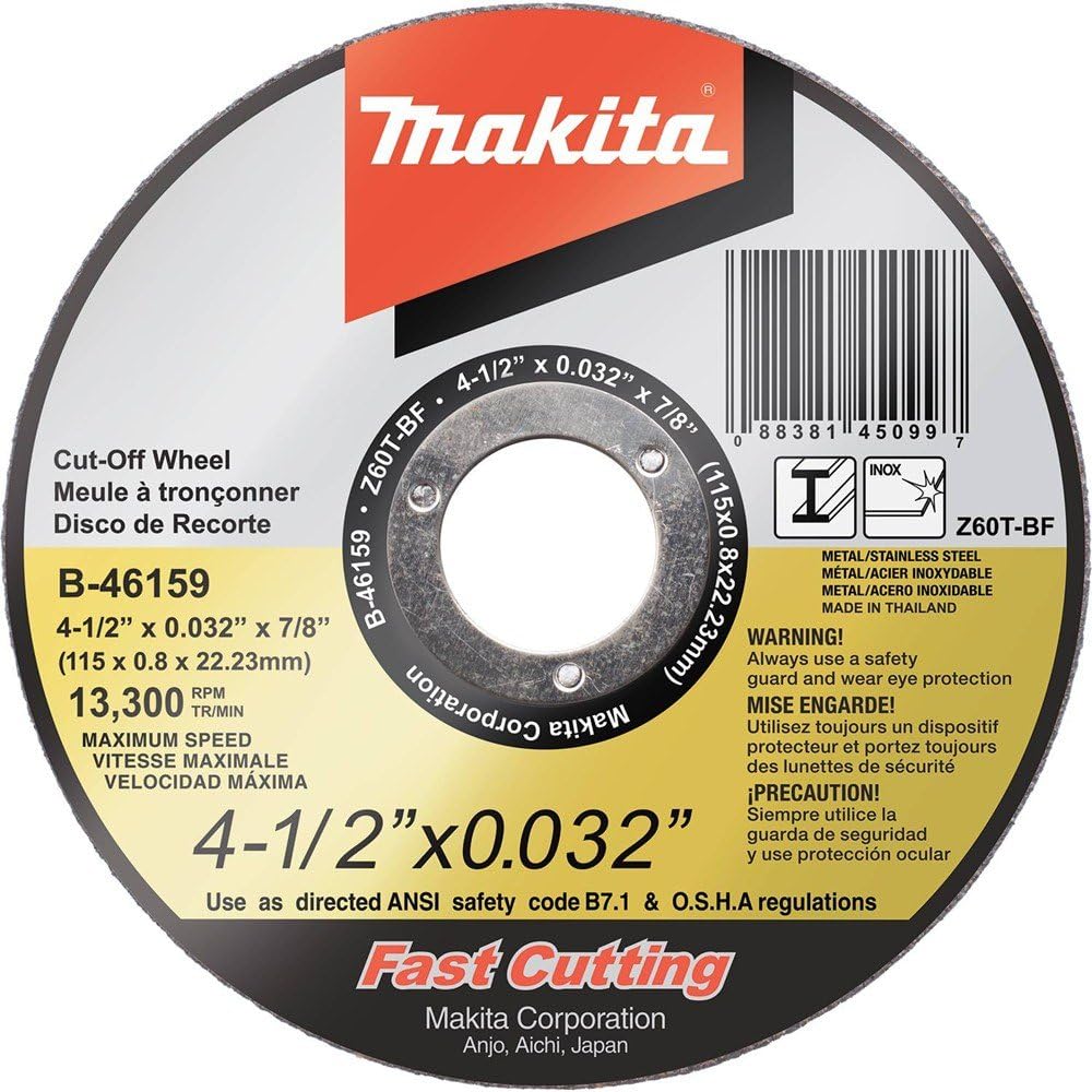 Makita B-46143 – Rueda de corte ultrafina de 4 x 0.032 x 58, acero inoxidable