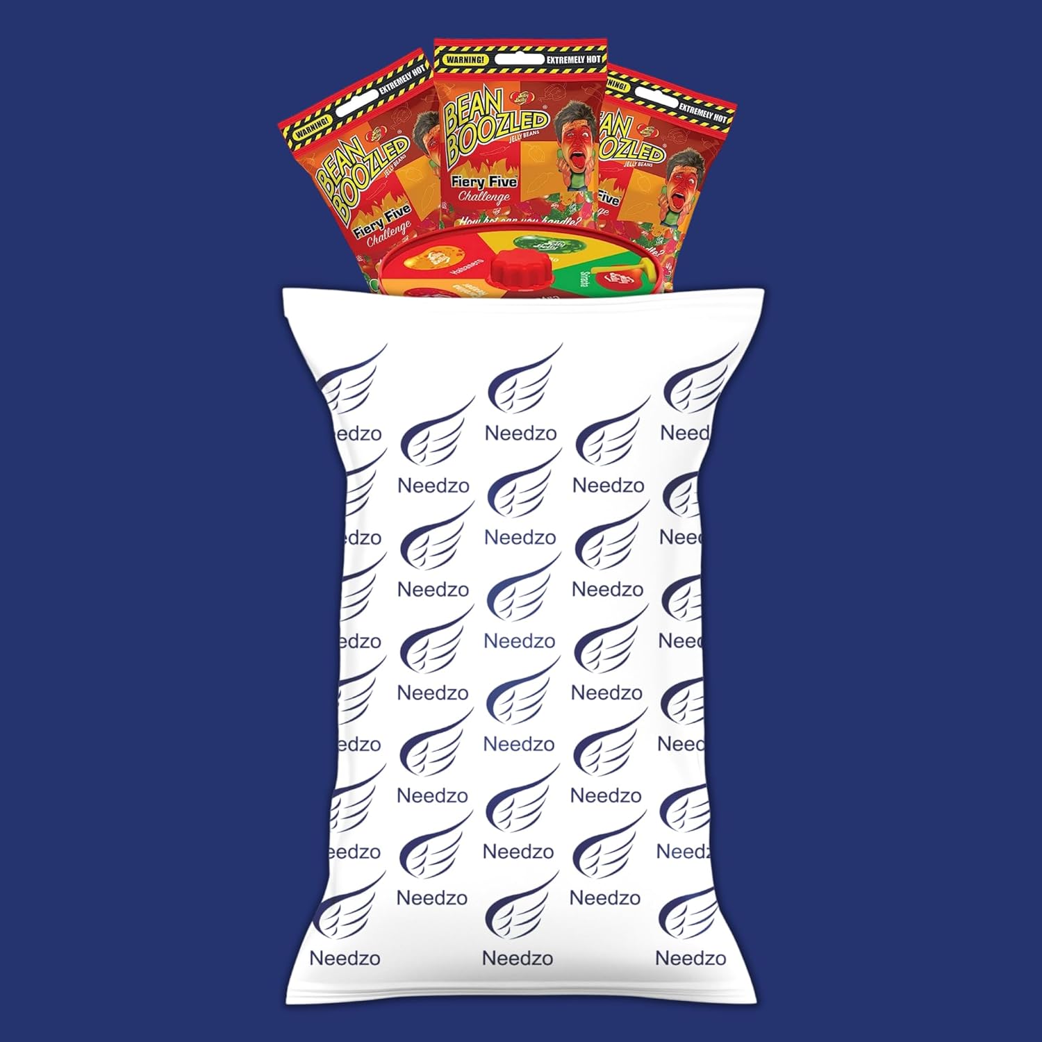 Ultimate Spicy Jelly Bean Challenge and Spinner Tin, cinco caramelos masticables extremadamente calientes con 3 bolsas de caramelo de repuesto,