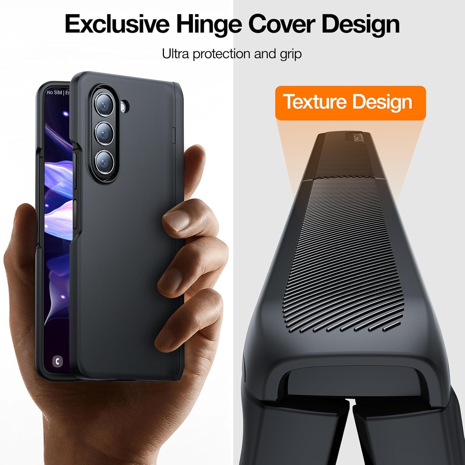 TORRAS Armor Stand – Funda para Galaxy Z Fold 5, protección de bisagra de grado MIL Soporte invisible para visualización de pantalla completa, funda