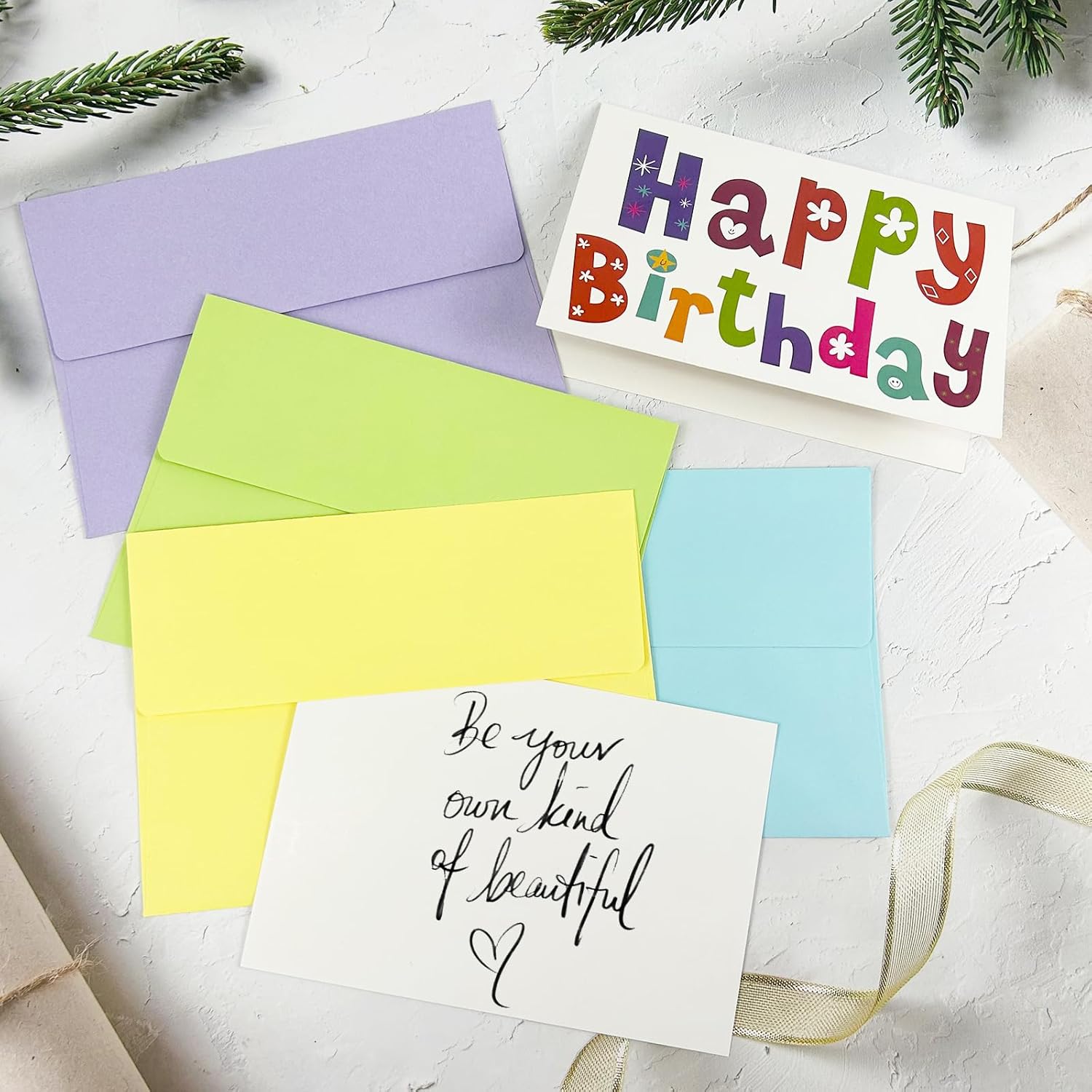 Paquete de 24 sobres coloridos de 4 x 6 pulgadas y tarjetas en blanco, paquete de 24 tarjetas de 4 x 6, sobres de invitación A6 autosellados para