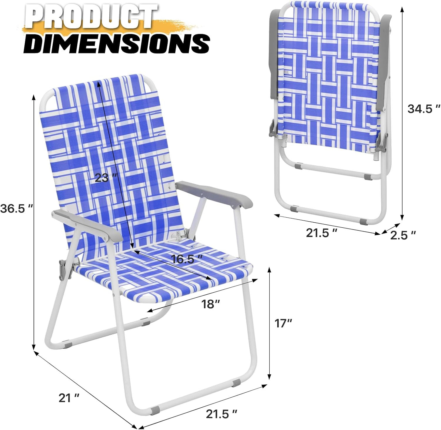 MoNiBloom Webbed – Silla de playa plegable para adultos, portátil, ligera, con marco de aluminio resistente, sillas de camping para patio, jardín,