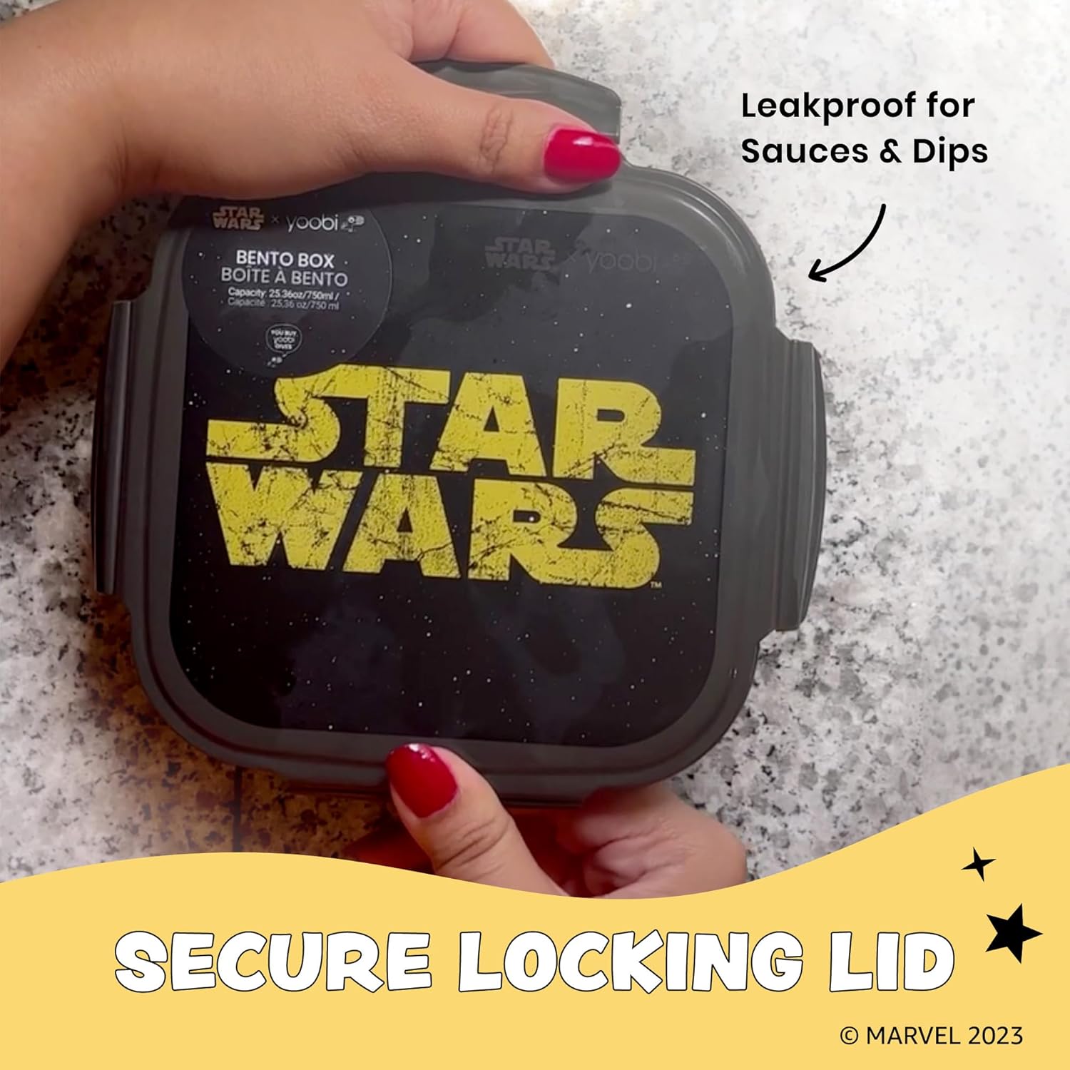 Yoobi Star Wars X Classic – Caja Bento y bolsa de hielo negra – Lonchera de 3 compartimentos, apta para lavavajillas y microondas, contenedor de