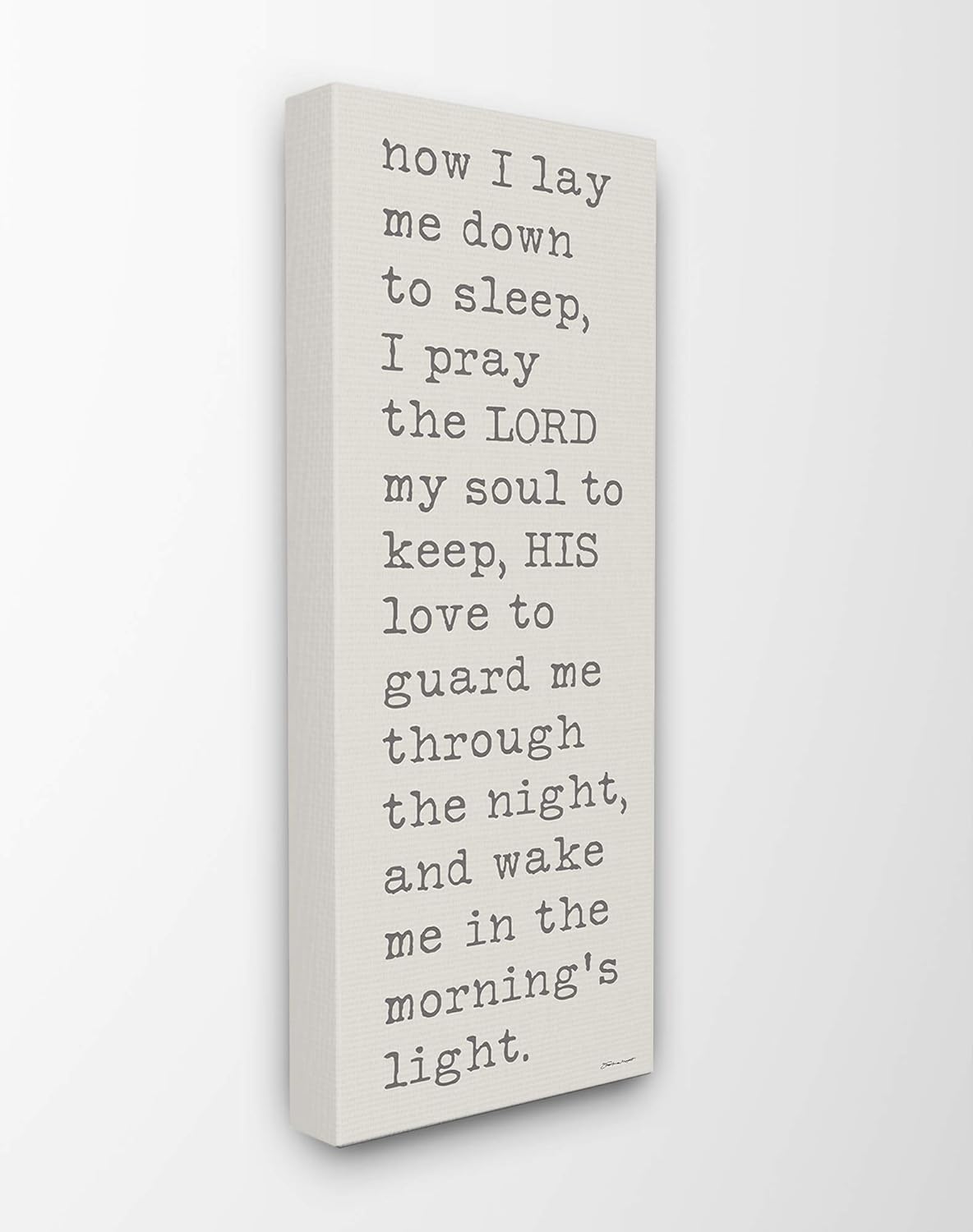 Stupell Industries Now I Lay Me Down to Sleep Typography – Lienzo decorativo para pared, 10 x 24 pulgadas, multicolor