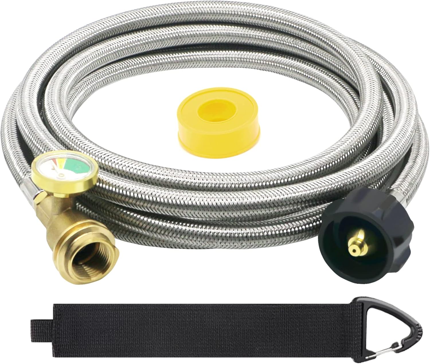 Manguera de extensión de tanque de propano mejorada de 12 pies trenzada con calibre, manguera de extensión de tanque QCC1tipo 1, accesorio Acme a