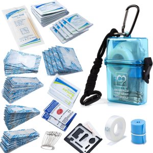 DEFTGET Kit de primeros auxilios a prueba de agua, artículos esenciales de viaje, elegibles para HSAFSA, pequeños kits de supervivencia de DEFTGET Kit de primeros auxilios a prueba de agua, artículos esenciales de viaje, elegibles para HSAFSA, pequeños kits de supervivencia de