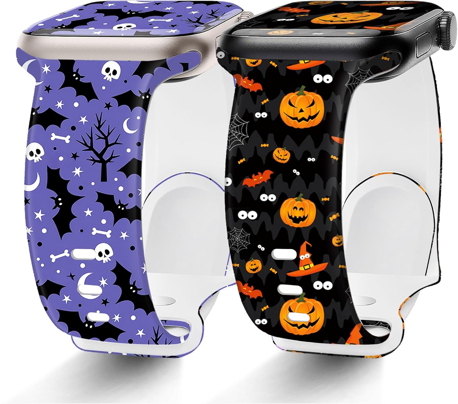 Paquete de 2 correas de Navidad de Halloween compatibles con Apple Watch de 1.614 in 1.575 in 1.496 in iWatch SE Series 9 8 7 6 5 4 3 2 1 para
