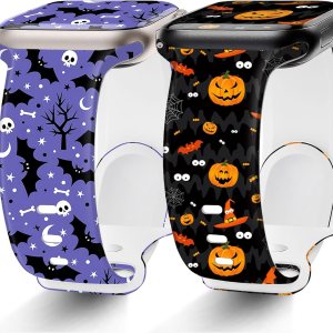 Paquete de 2 correas de Navidad de Halloween compatibles con Apple Watch de 1.614 in 1.575 in 1.496 in iWatch SE Series 9 8 7 6 5 4 3 2 1 para Paquete de 2 correas de Navidad de Halloween compatibles con Apple Watch de 1.614 in 1.575 in 1.496 in iWatch SE Series 9 8 7 6 5 4 3 2 1 para