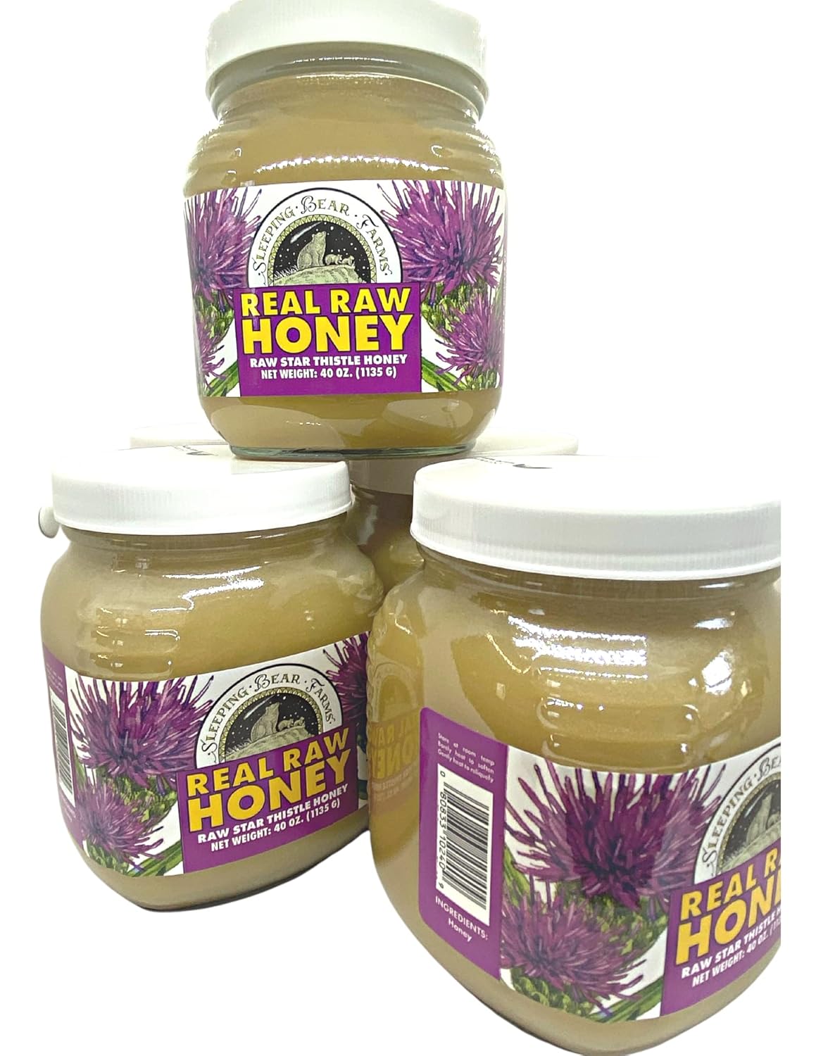 Sleeping Bear Farms 2.5lbs. Miel cruda cosechada por nuestros apicultores, de nuestras colmenas empaquetadas en vidrio