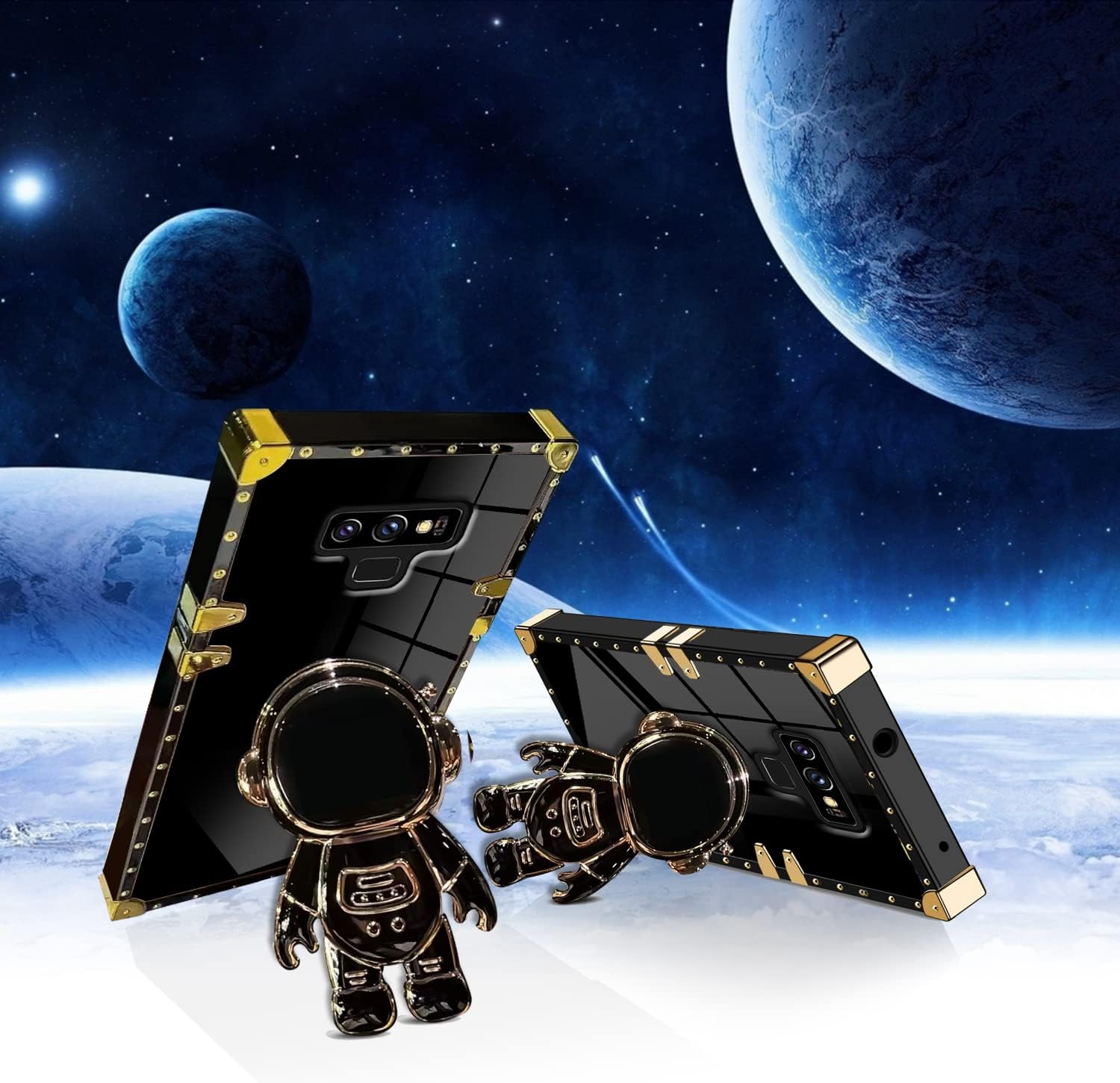 Funda protectora de TPU con soporte oculto de astronauta para Samsung Galaxy Note 9, chapado en 6D, diseño de astronauta, diseño de dibujos
