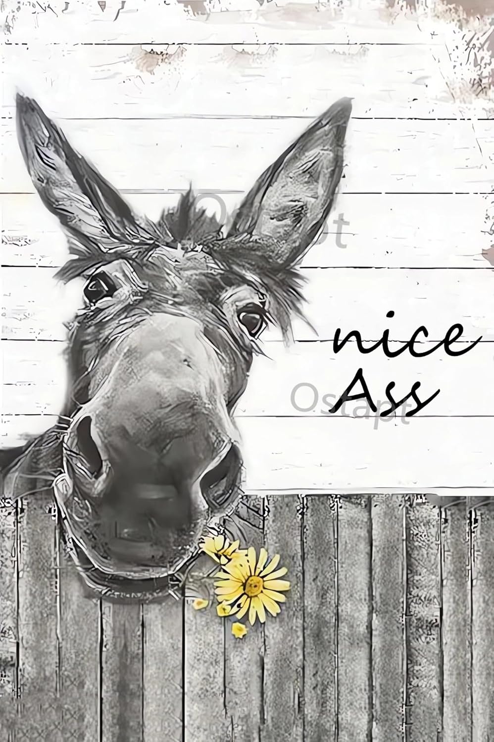Ostapt Letreros decorativos de metal con diseño de burro, girasol, bonito culo, vintage, decoración de pared, póster retro para baño, baño, baño,