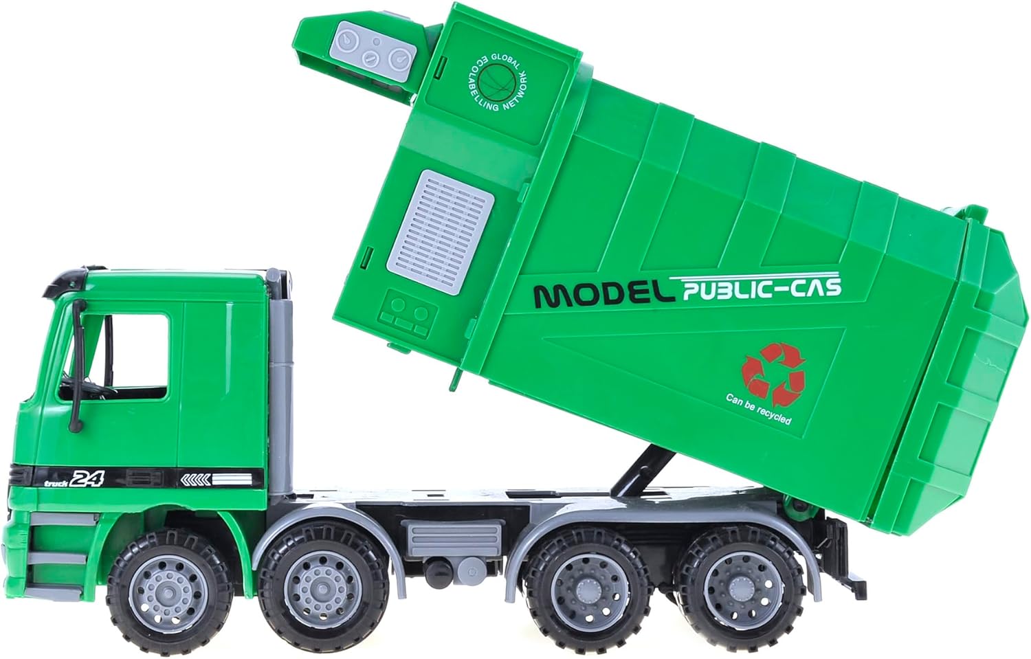 PowerTRC Juguete de camión de basura Push & Go de 15 pulgadas  Juguete realista de camión recolector de basura alimentado por fricción para niños a
