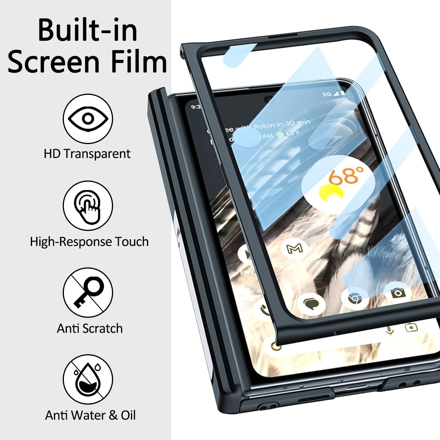 Miimall Funda compatible con Google Pixel Fold protección magnética de bisagra tarjetero protector de pantalla soporte duradero Funda de PC todo