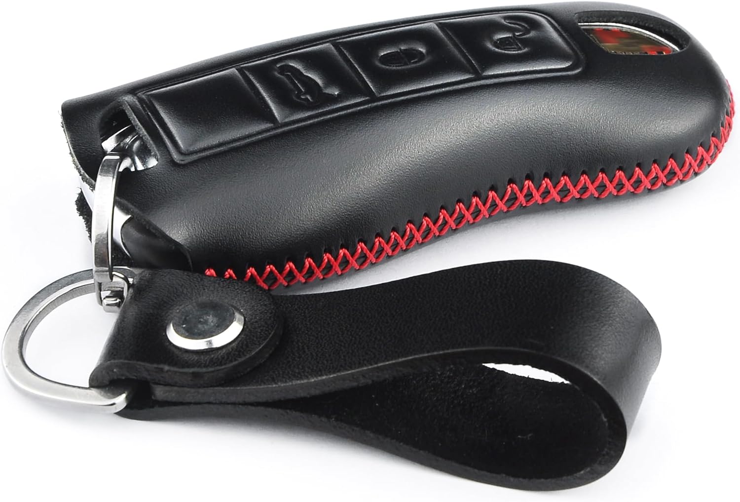 Funda para llavero de piel italiana auténtica compatible con Porsche 911 Cayenne Panamera TAYCAN 3